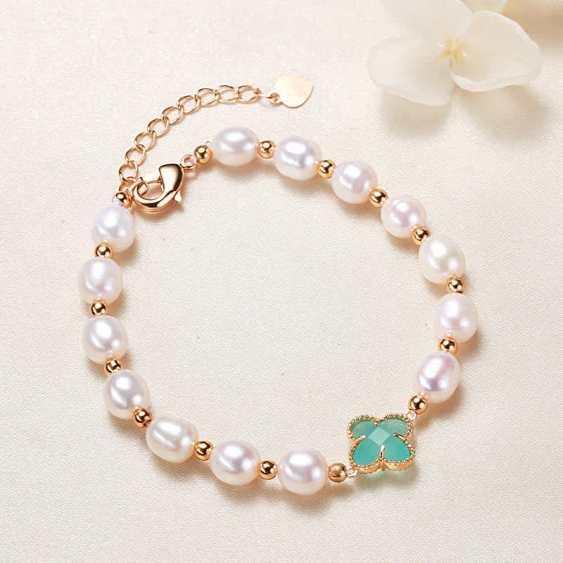 Buddha Stones Armband met klavertje vier en symbool voor welvaart - image 9