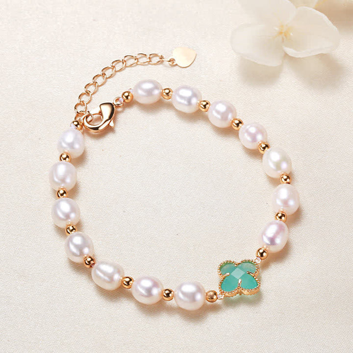 Buddha Stones Armband met klavertje vier en symbool voor welvaart - image 9