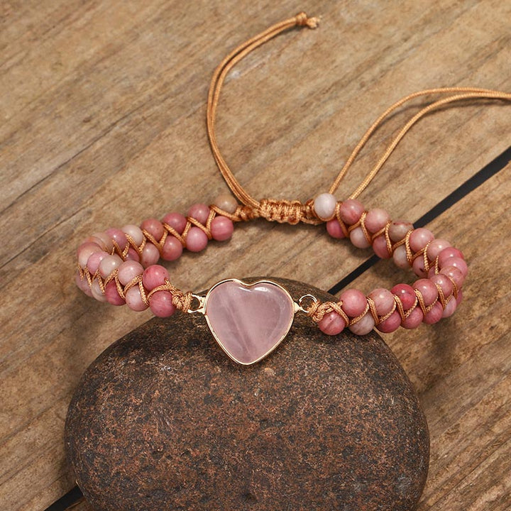Natuurlijke rhodoniet liefdeshart helende Armband - image 2
