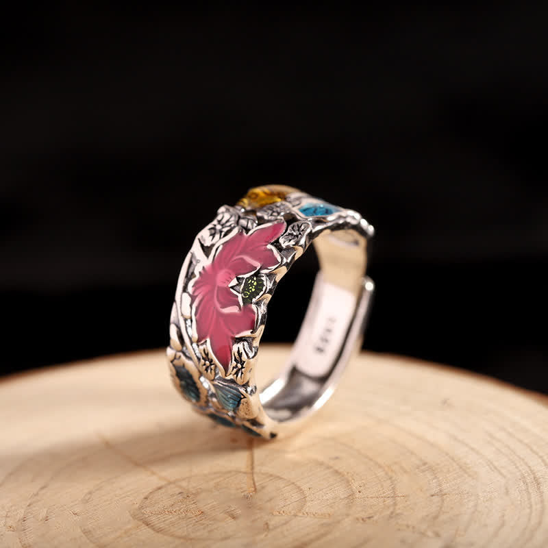 Buddha Stones 925 Sterling Zilveren Lotus Koi Vis Ring - 925 sterling zilver - image 0