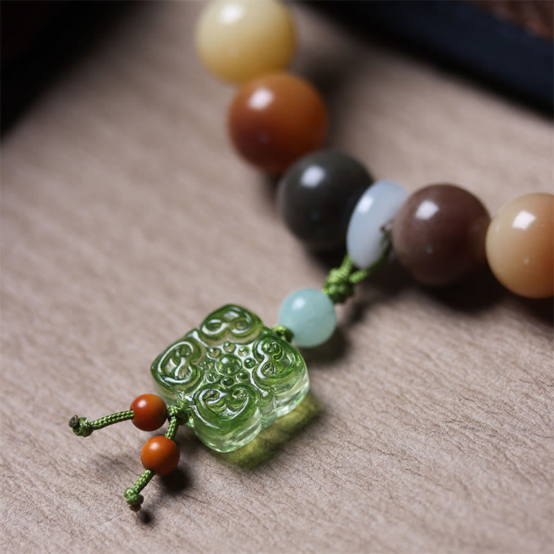 Buddha Stones Natuurlijke veelkleurige Bodhizaad Liuli glazen bedel Armband - image 15