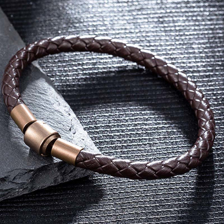 Buddha Stones Armband leren touwarmband met geluksvlechtwerk - image 9