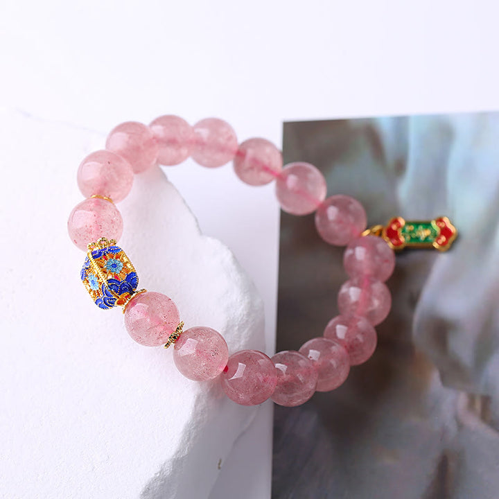 Buddha Stones Aardbeikwarts Armband met positieve Ruyi bedel - image 3