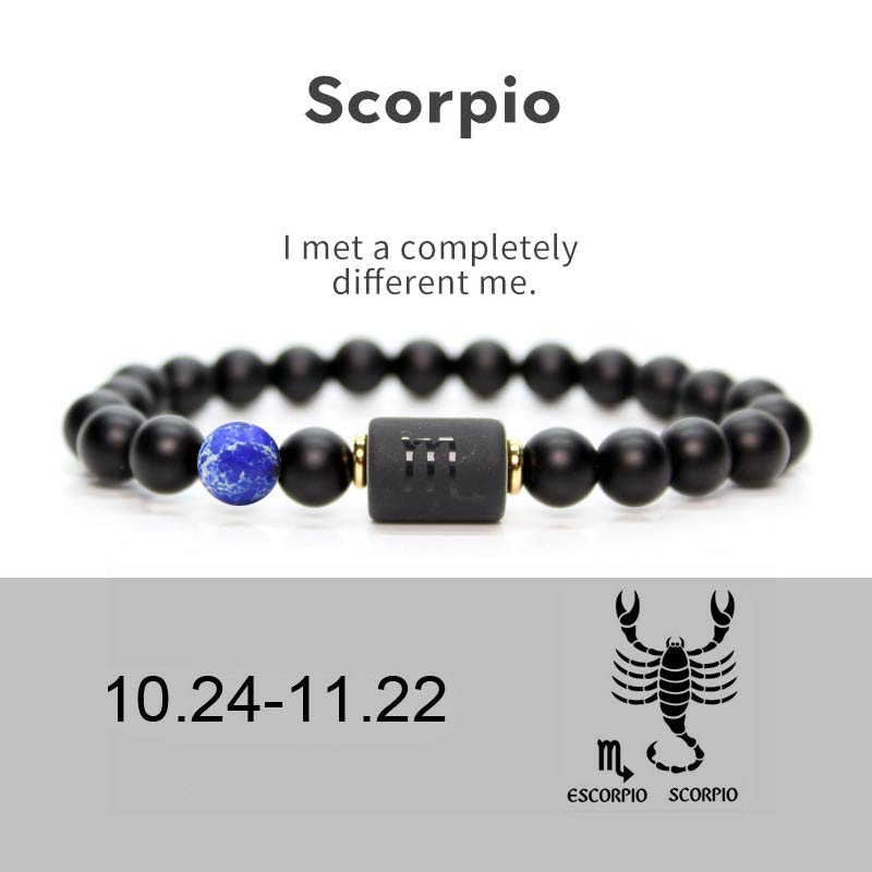 Buddha Stones Verstelbare Armband van zwarte onyx met de 12 sterrenbeelden van de dierenriem - Schorpioen - image 1