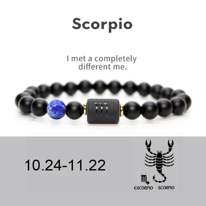 Buddha Stones Verstelbare Armband van zwarte onyx met de 12 sterrenbeelden van de dierenriem - Schorpioen - image 1