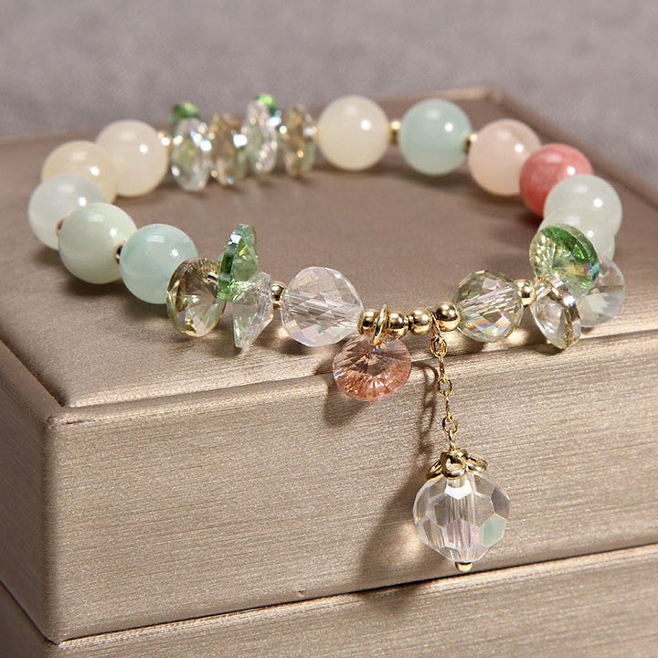 Buddha Stones Armband met vredesbedeltje in de vorm van een kattenoog, roze kristal - Kleurrijk kristal - image 5