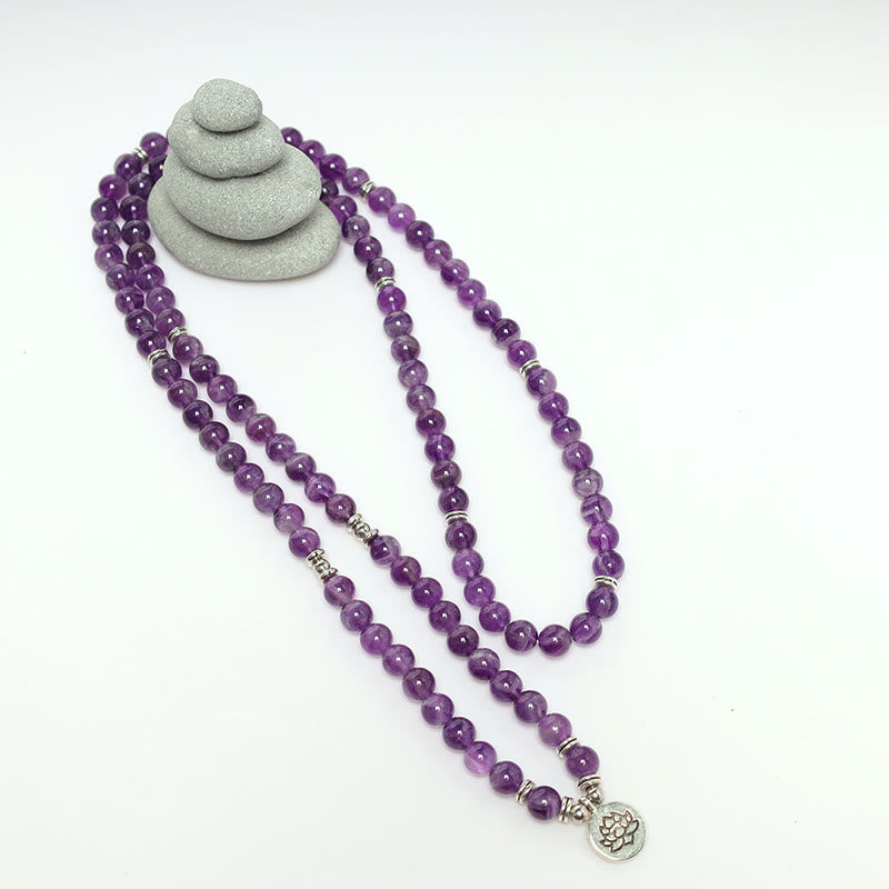 Buddha Stones Natuurlijke amethist zuiveringsmala - Armband - image 10