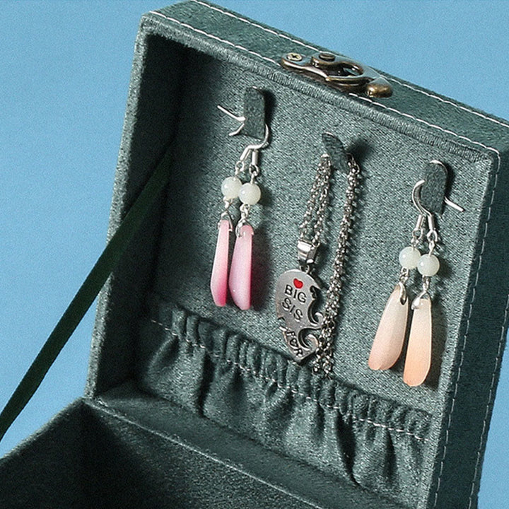 Buddha Stones Sieradendoos met drie lagen, Sieraden opbergdoos, geschenkdoos van flanel. - image 6