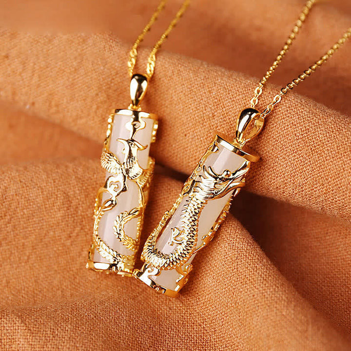 Buddha Stones Jade Draak Feniks Koperen Zegen Harmonie Ketting - image 7