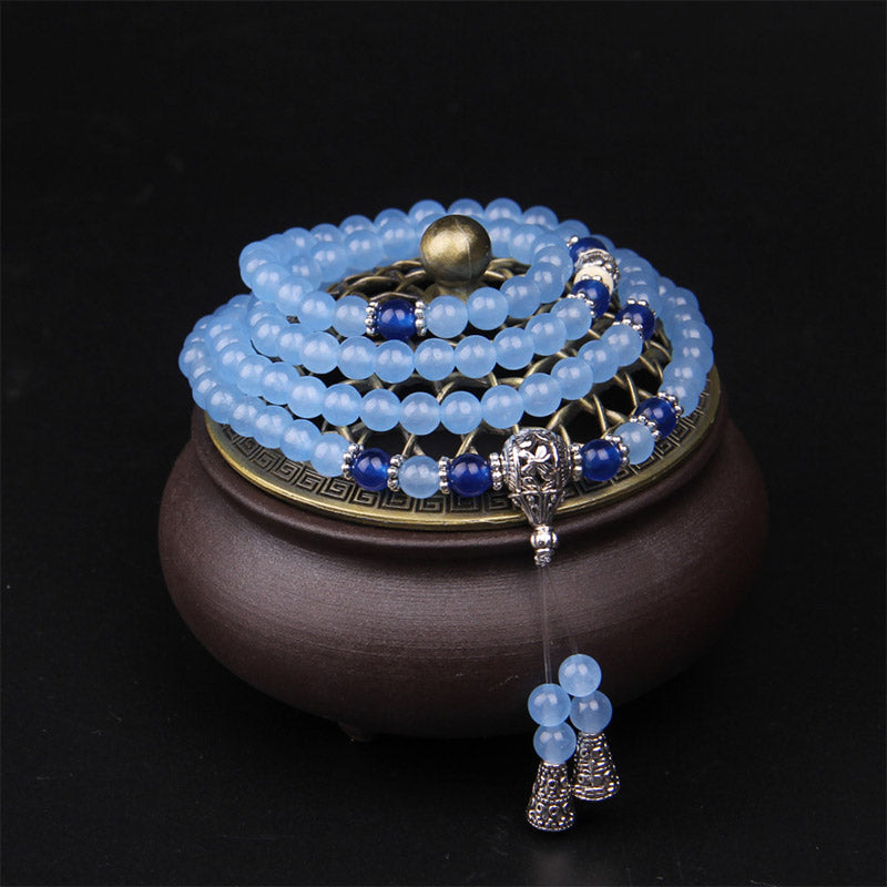 Buddha Stones Helende Armband (Mala) met 108 blauwe kristallen kralen - image 1