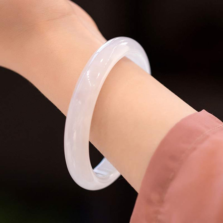 Buddha Stones Natuurlijke chalcedoon Bangle-armband met harmonie- en positieve boodschap. - image 0