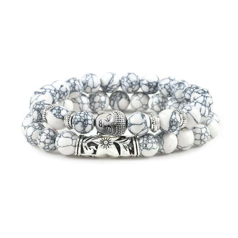 Buddha Stones 2 stuks natuurlijke kristallen agaat Boeddha Armband - Witte turkoois - image 17
