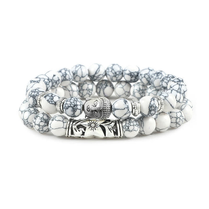 Buddha Stones 2 stuks natuurlijke kristallen agaat Boeddha Armband - Witte turkoois - image 17