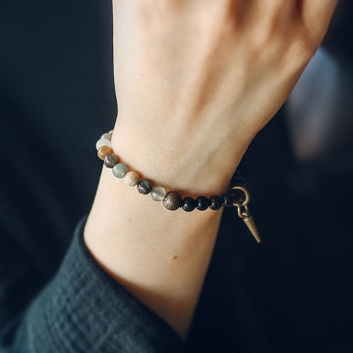 Buddha Stones Armband voor koppels met zwarte obsidiaan, sodaliet en koperen kristallen. - image 15