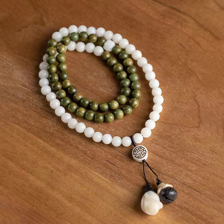 Buddha Stones Natuurlijke groene sandelhout bodhi-zaadjes kalmerende Armband - image 2