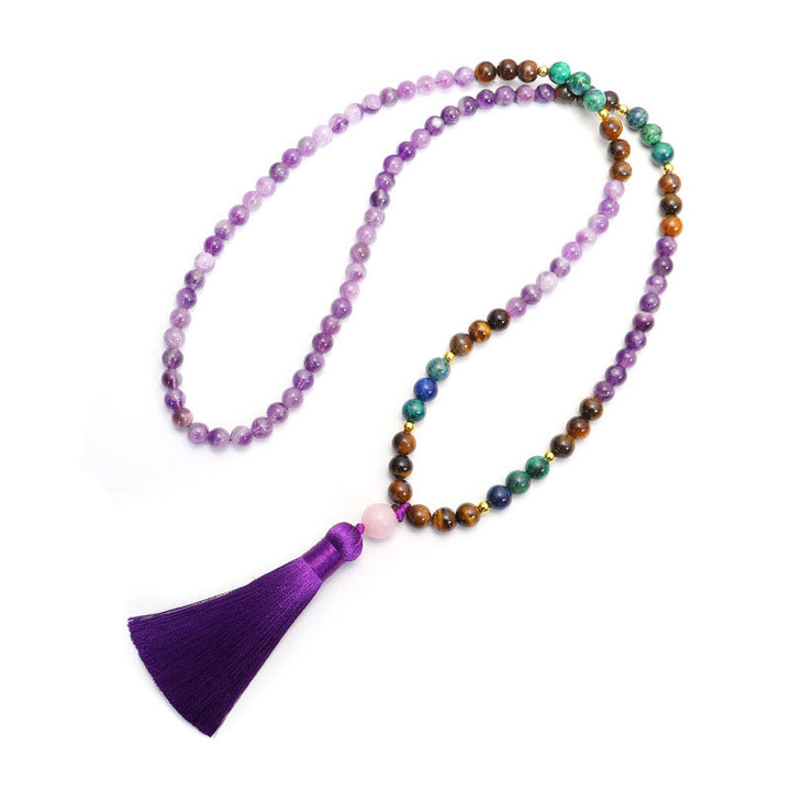 Buddha Stones Tibetaanse amethist zuiverende Armband Mala set - image 3