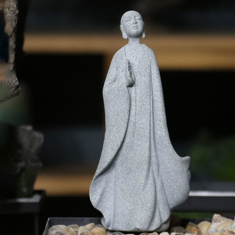 Buddha Stones Meditatie Boeddha Monnik Sereniteit Huisdecoratie - Boeddha met één hand 8*7*18 cm - image 0