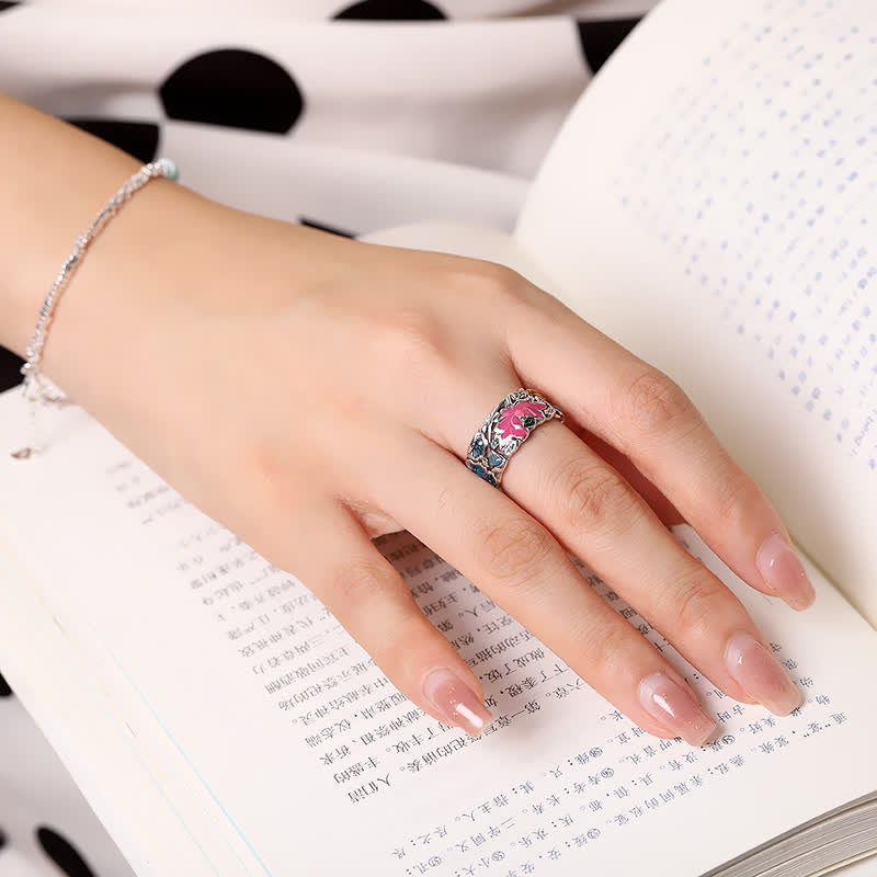 Buddha Stones 925 Sterling Zilveren Lotus Koi Vis Ring - image 2