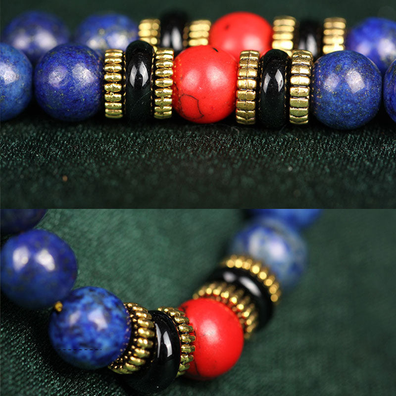 Buddha Stones Tibetaanse Mala Lapis Lazuli Lazuriet positieve Armband - image 8