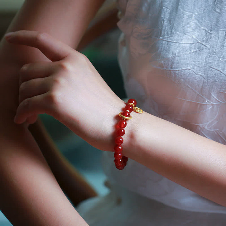 Buddha Stones Armband met zegenletter van natuurlijke rode agaat - image 3