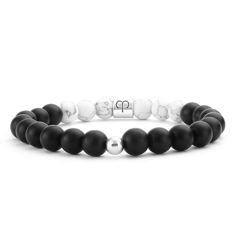 Buddha Stones 12 Sterrenbeelden van de Dierenriem, Natuurlijke Matstenen Witte Turkooizen Kralen Armband - image 0
