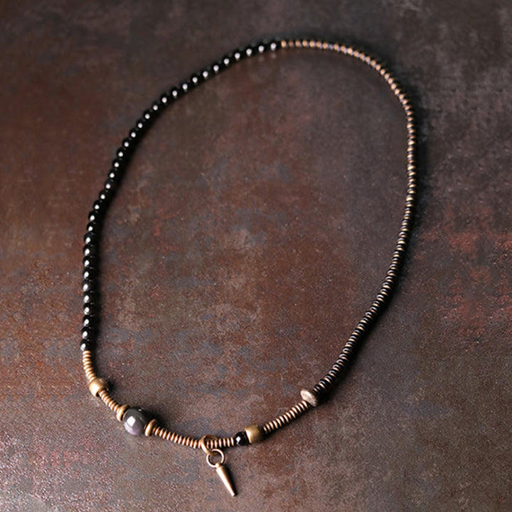 Buddha Stones Regenboog Obsidiaan Ebbenhout Koper Genezende Drievoudige Armband - image 7