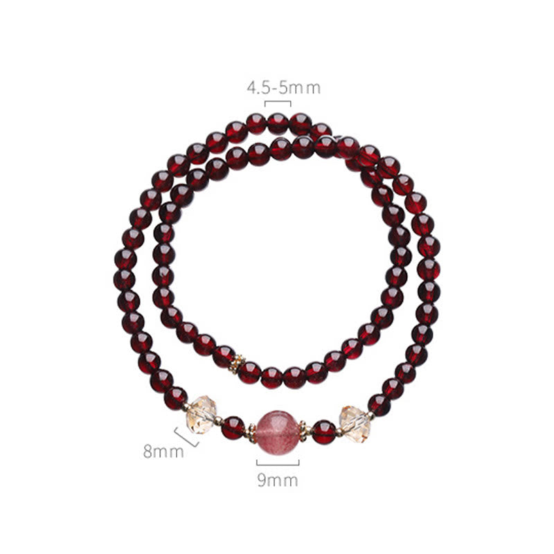 Buddha Stones 14K vergulde Armband met natuurlijke granaat en aardbeikwarts, dubbele wikkelconstructie - image 13