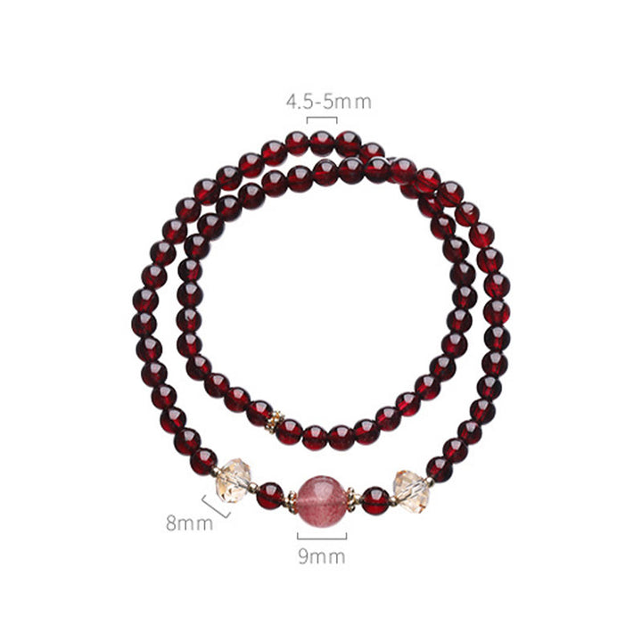 Buddha Stones 14K vergulde Armband met natuurlijke granaat en aardbeikwarts, dubbele wikkelconstructie - image 13