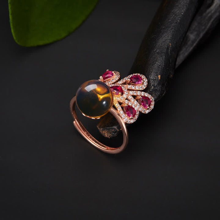 Pauw Amber Geluk Liefde Ketting Hanger Ring - Ring - image 3