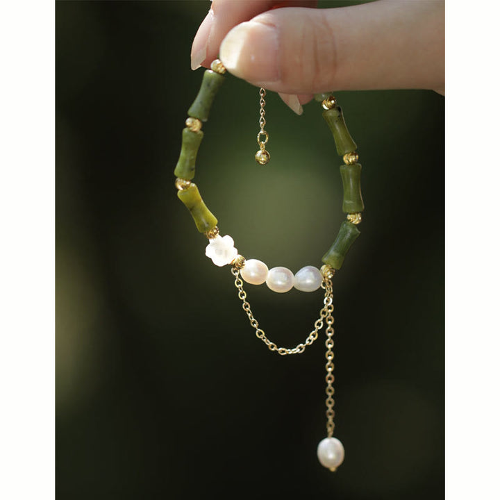 Buddha Stones Groene bamboe jade lelietje-van-de-dalen Armband voor welvaart - image 5