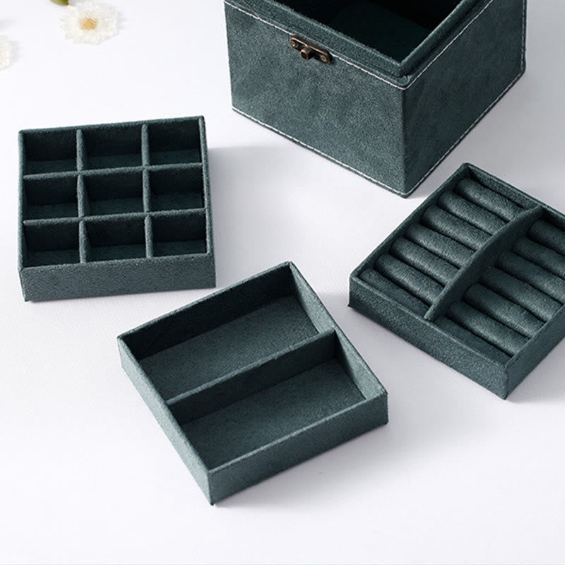 Buddha Stones Sieradendoos met drie lagen, Sieraden opbergdoos, geschenkdoos van flanel. - image 3