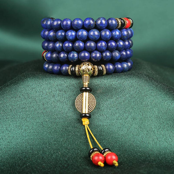 Buddha Stones Tibetaanse Mala Lapis Lazuli Lazuriet positieve Armband - 8mm* 108 - image 6