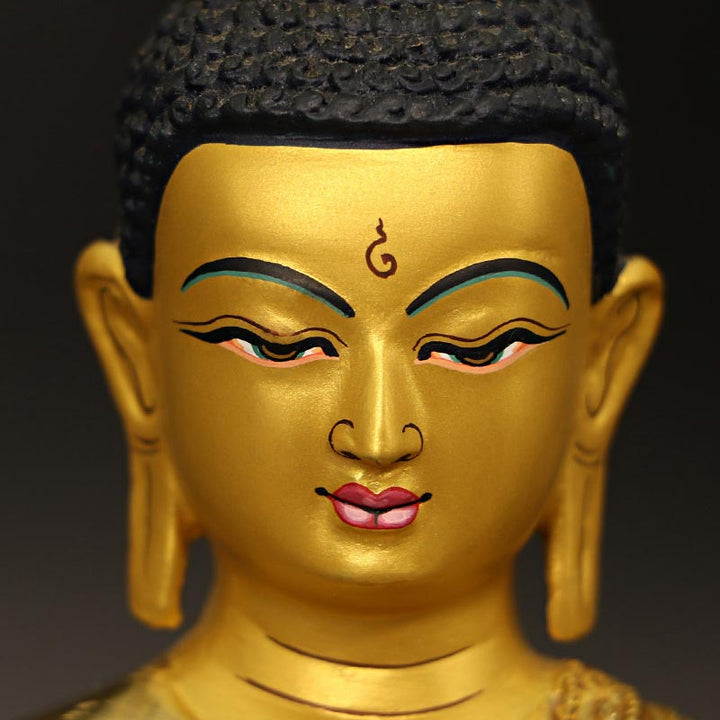 Buddha Stones Boeddha Shakyamuni, Medicijn Boeddha, Mededogen, Beeldje van Koper en Verguld - image 9