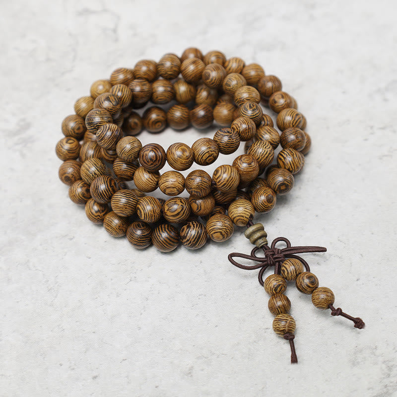 Buddha Stones 108 Mala kralen Armband voor gebed en meditatie, sandelhout, elastisch - image 14