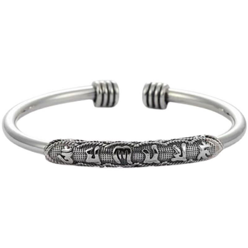 Buddha Stones Om Bangle Om Mani Padme Hum gegraveerde Manchetarmband - image 1