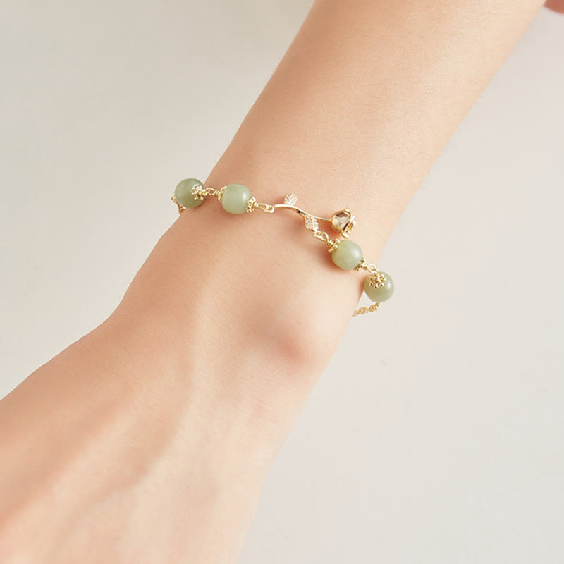 Buddha Stones 14-karaats vergulde Hetian jade gouden rozenbloem Armband - image 9
