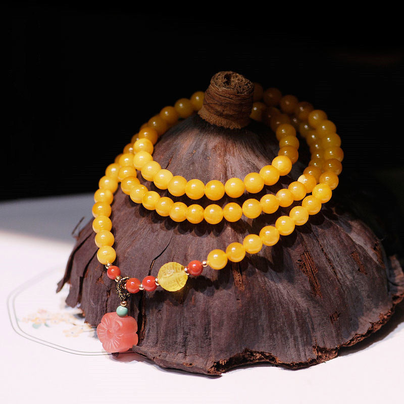 Amber Healing Balance Ketting, Armband met bloembedel - Amber - image 0