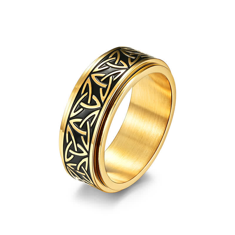 Buddha Stones Driehoekige knoop Triquetra titanium stalen draaibare Ring - image 4