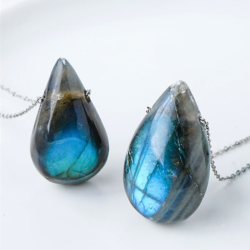 Buddha Stones Labradoriet waterdruppel ondersteunende helende Ketting - image 5