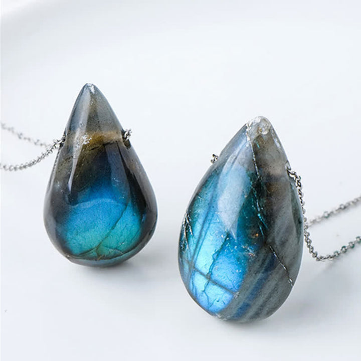 Buddha Stones Labradoriet waterdruppel ondersteunende helende Ketting - image 5