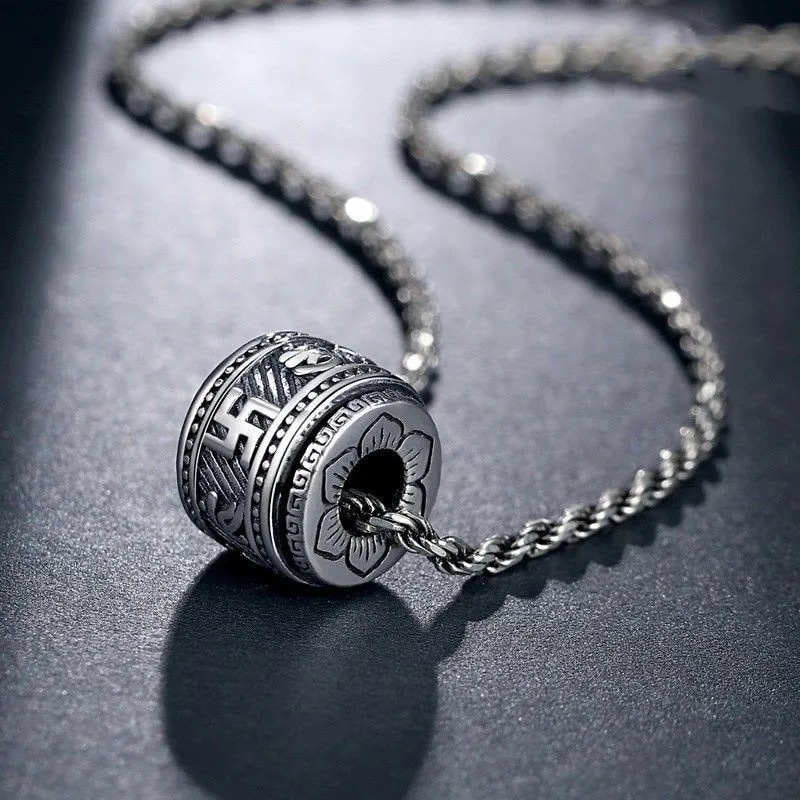 Buddha Stones Tibet Om Mani Padme Hum bescherming Ketting hanger - Zilver - Ketting - image 0