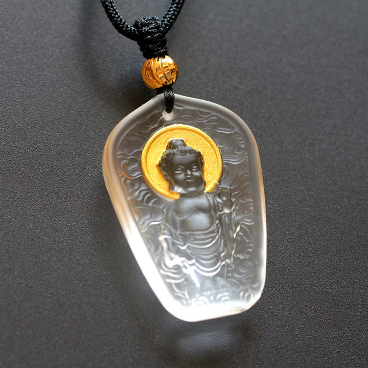 Buddha Stones Tibetaanse Boeddha Liuli Kristal Sereniteit Ketting - Witte Boeddha Licht - image 4