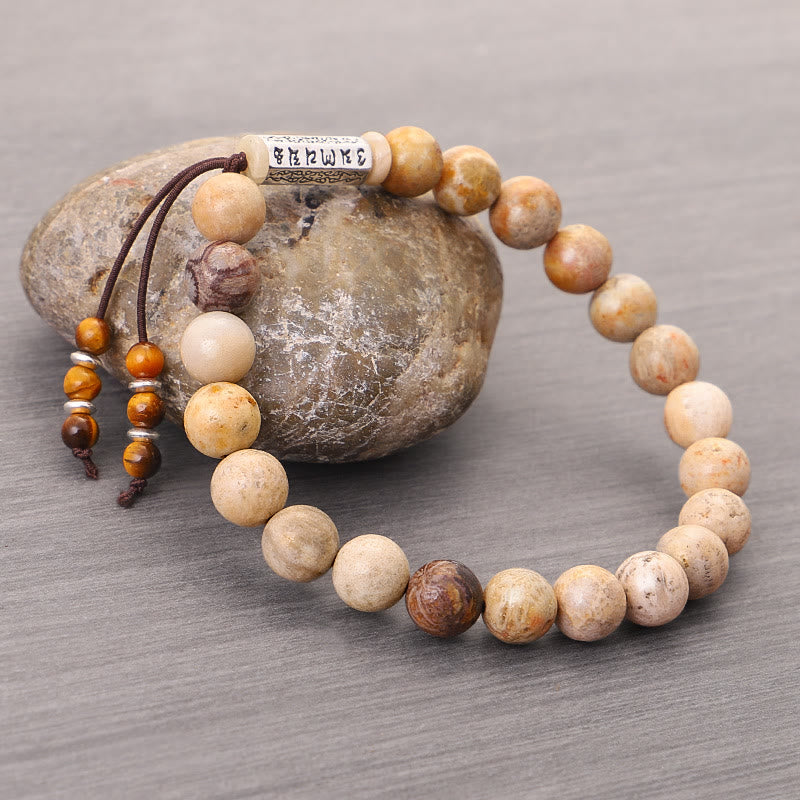 Buddha Stones Verweerde stenen Om Mani Padme Hum Versterkende Armband - image 2