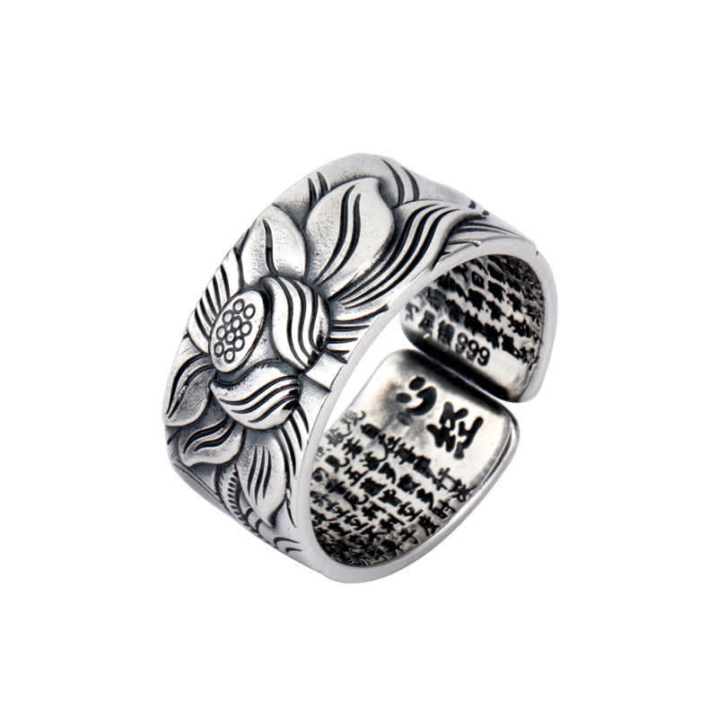 Buddha Stones Ring van 999 sterling zilver met lotussymbool, hart en soetra-bescherming. - image 9