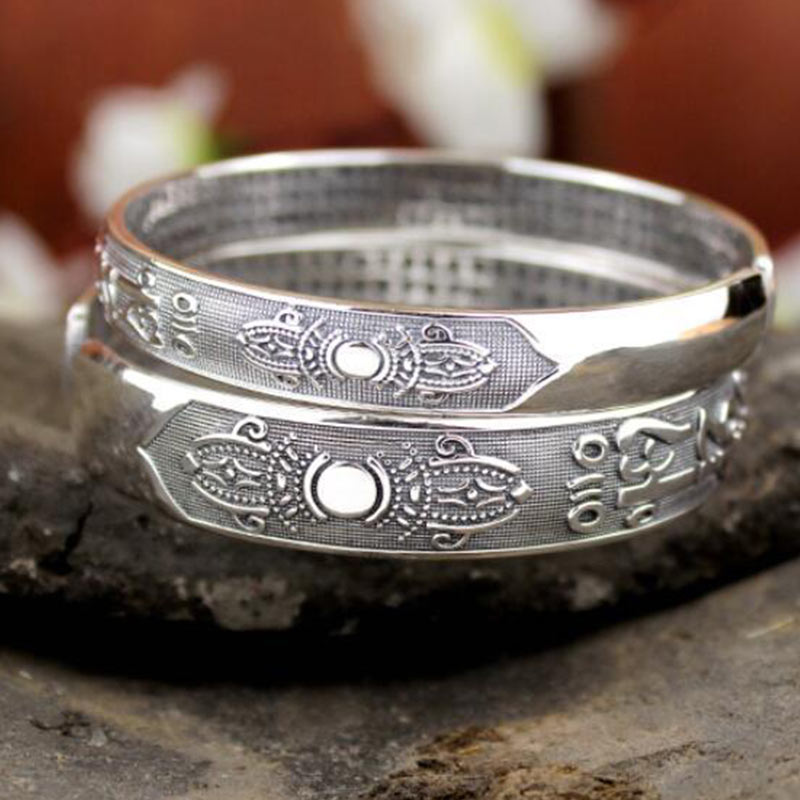 Buddha Stones Tibetaanse Sanskriet witte koperen meditatie- en Bangle-armband - image 5