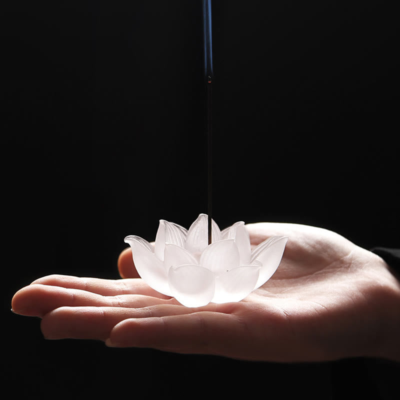 Buddha Stones Mini Lotus Liuli Kristal Genezing Meditatie Wierook - Witte lotus 6,5*3 cm - image 0