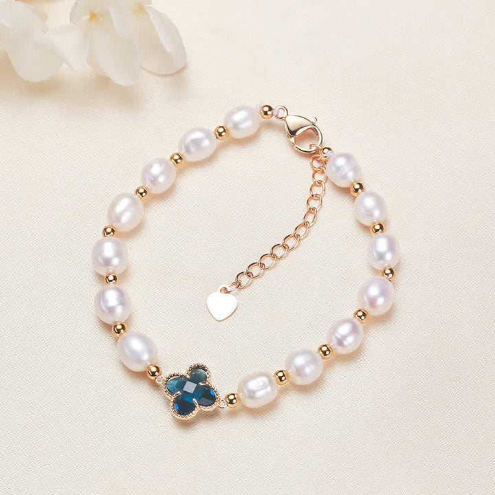 Buddha Stones Armband met klavertje vier en symbool voor welvaart - Blauwe klaver met vier blaadjes - image 18