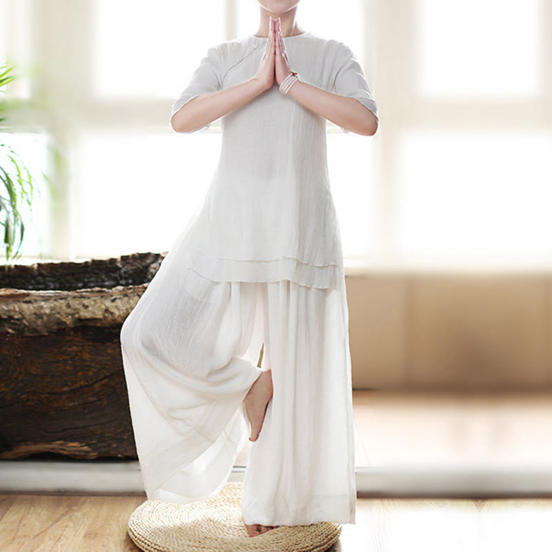 Buddha Stones Vintage Yoga Zen Gebed Spirituele Meditatie Oefening Effen Kleur Kleding Dames Set - US8-10, UK/AU12-14, EU40-42 (XL) - image 0