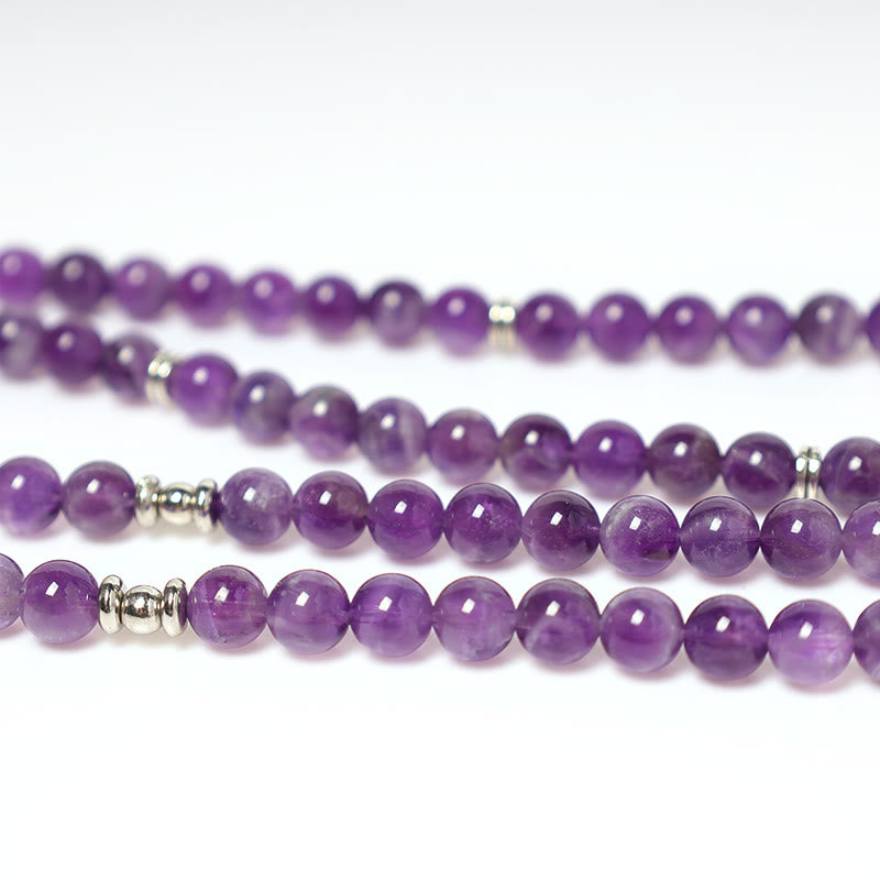 Buddha Stones Natuurlijke amethist zuiveringsmala - Armband - image 9