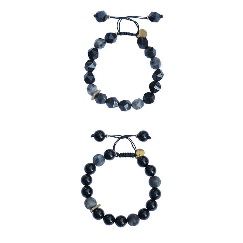 Buddha Stones Zwarte obsidiaan, zwarte glittersteen, Armband - image 12